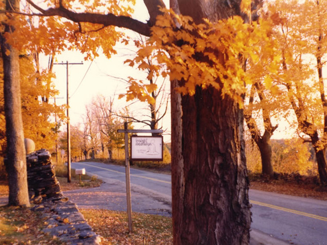 1977 - The original sign amidst fall colors.