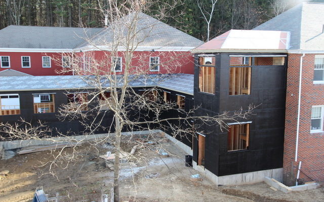 Construction of an enclosed walkway connecting the new dormitory with existing Retreat Center accommodations proceeded throughout the fall of 2012 and into 2013.