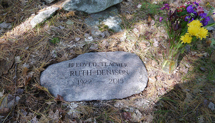 An engraved memorial stone has been placed along IMS's Memorial Wall, and some of Ruth's ashes now lie beneath it.