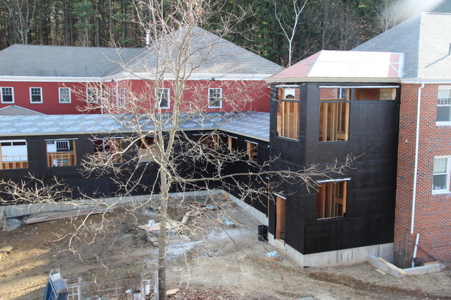 Construction of an enclosed walkway connecting the new dormitory with existing Retreat Center accommodations proceeded throughout the fall of 2012 and into 2013.