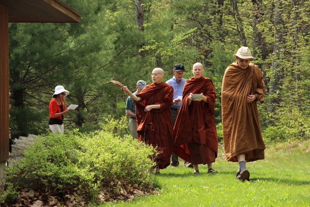 At the Forest Refuge’s 10th anniversary ceremony, monastics led teachers, staff, retreatants and volunteers in a circumambulation and blessing of the meditation hall.