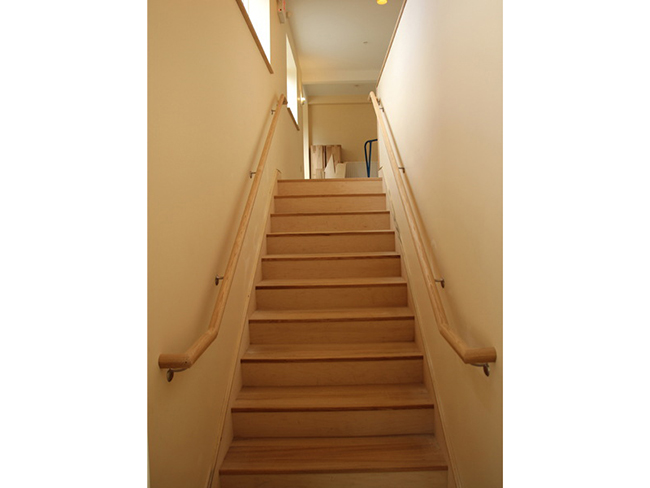 Timber for these stair treads, leading from the enclosed walkway to Bodhi House, came from the felled trees that had been blessed in 2011 by Ajahn Sucitto.
