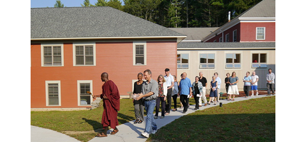 Bhante Buddharakkhita led a circumambulation of the accommodations during the ceremony. New names were announced for each dormitory – Bodhi House for the new building, Karuna House for the renovated Catskills, and Shanti House for the former Annex.