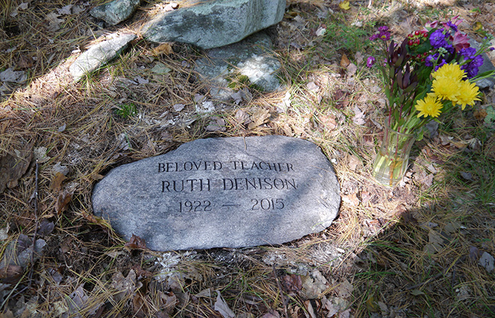 An engraved memorial stone has been placed along IMS's Memorial Wall, and some of Ruth's ashes now lie beneath it.  